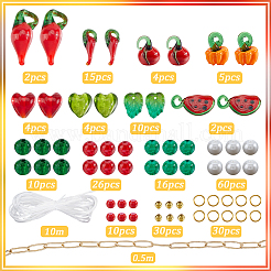 Messing-Bunte Malerei mit Glas-Chili-Armband-Set&nbsp;DIY-SC0026-91