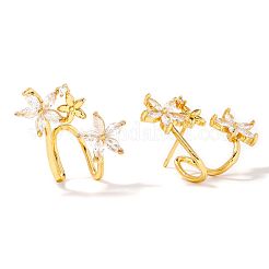 Элегантные геометрические серьги-гвоздики с цветком из латуни с прозрачным кубическим цирконием для женщин MO8139