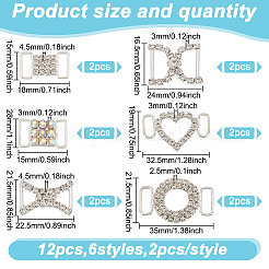 12 Stück 6 Stile Messing mit Legierung Strass Schuhdekoration&nbsp;FIND-HY0003-66