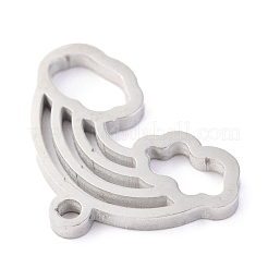 変色しない304ステンレススチールペンダント  レインボークラウド  ステンレス鋼色  18x12.5x1.3mm  穴：1.5mm&nbsp;STAS-O142-62P