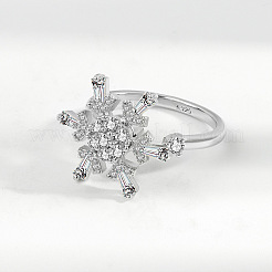 Снежинка 925 стерлингового серебра микропаве прозрачные кубические цирконии манжета спиннер кольца WG86A07-01