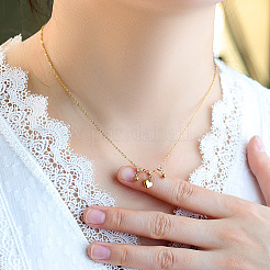 Collane con pendente a forma di cuore in acciaio inossidabile 304 con pavé di zirconi cubici trasparenti per donna&nbsp;WGA3869-01