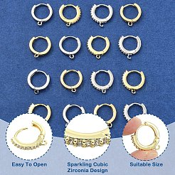 16 Stück 4 Stile Messing Micro Pave klare Zirkonia Huggie Hoop Ohrring Zubehörse&nbsp;EJEW-YW0001-19