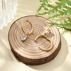 Серьги-кольца из нержавеющей стали 304 с ионным покрытием (IP) и микропаве из кубического циркония STAS-R004-07G-02