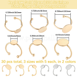 30 шт. 6 стиля регулируемых колец для пальцев из нержавеющей стали 304 STAS-BBC0007-97