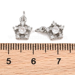 真鍮製マイクロパヴェキュービックジルコニアチャーム  スターのチャーム  プラチナ  透明  10x8x4mm  穴：2mm&nbsp;CU-CBAA6E8-05P-02