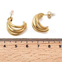 Серьги-гвоздики в форме тройной буквы С из нержавеющей стали 304&nbsp;EJEW-G451-01G