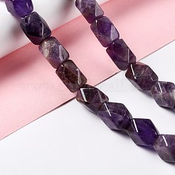 天然石アメジストビーズ連売り  多面カット  菱形  13~19x9~17x9~17mm  穴：1mm  約22個/連  15.83''~16.14''（40.2~41センチメートル）&nbsp;G-L235A-18