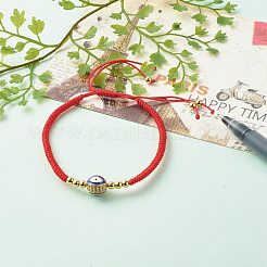 Braccialetto di perline intrecciate tonde con malocchio per ragazze donne&nbsp;BJEW-JB06974