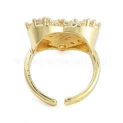 Кольца из латуни с микро-паве и кубическим цирконием в форме сердца RJEW-C080-05G