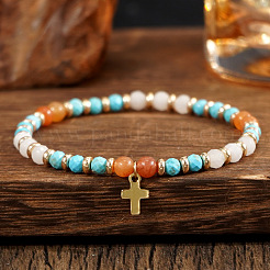 Bracelets vintage en laiton avec breloque croix&nbsp;GR0330-2