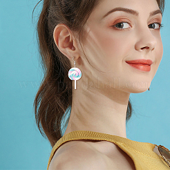 4 пара двухцветных сережек-леденцов из полимерной глины ручной работы EJEW-FI0001-01