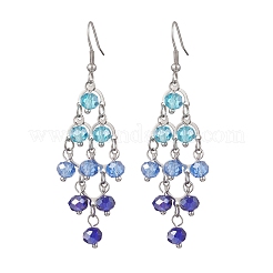 Серьги-подвески из ромбовидных стеклянных бусин&nbsp;EJEW-TA00790