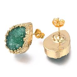 Orecchini a bottone in quarzo naturale druzy&nbsp;EJEW-P164-B02