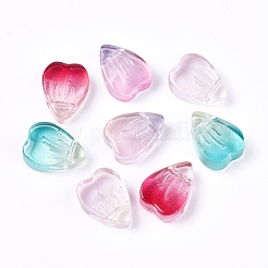 電気メッキガラスチャーム  ハート  ミックスカラー  12x9x4mm  穴：1mm&nbsp;EGLA-E059-D