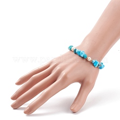 Chip di howlite naturale e braccialetto scorrevole con perline di perle&nbsp;BJEW-JB08334-06