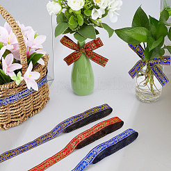 3 Rolle 3 Farben Polyester-Jacquard-Blumenband im Ethno-Stil für Bekleidungszubehör&nbsp;OCOR-MA0001-74