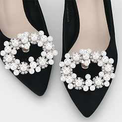 4 шт. 2-х цветные съемные железные обувные пряжки-клипсы со стразами AJEW-WR0002-40