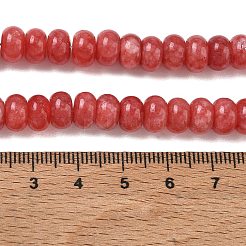 染め加工天然石ホワイトジェイドビーズ連売り  滑らかなロンデル  ファイヤーブリック  8~9x5~5.5mm  穴：1.4mm  約69~74個/連  14.57~15.16''（37~38.5センチメートル）&nbsp;GG-CBA9281-A18-5x8mm