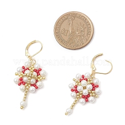 Серьги из нержавеющей стали 304 с цветком и крестом&nbsp;EJEW-MZ00507-02