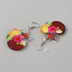 Серьги-подвески из акрилового бокала для вина со штифтами из нержавеющей стали 304&nbsp;EJEW-WH0012-096D