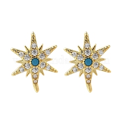 Серьги-гвоздики из латуни с микропаве из кубического циркония&nbsp;EJEW-D304-36G