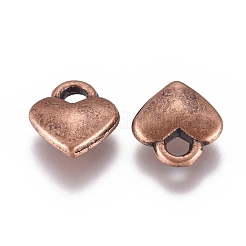 合金のチベット風チャーム  ハート  カドミウムフリー＆ニッケルフリー＆鉛フリー  赤銅鉱  8x7x2.5mm  穴：2mm&nbsp;X-TIBEP-LFH260Y-R-FF