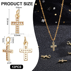 12шт латунные подвески из кубического циркония с микро-паве KK-UN0005-12