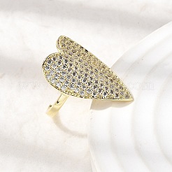 Bagues ouvertes en laiton avec micro pavé de zircones cubiques pour femmes&nbsp;RJEW-K264-11G