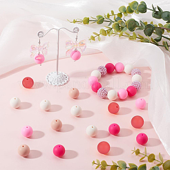 60 шт. 2 стиля круглых силиконовых фокусных бусин с флуоресцентными акриловыми бусинами&nbsp;SIL-SP0001-01A