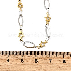304ステンレススチール製スターリンクチェーンネックレス（女性用）  ゴールデン·ステンレス鋼色  17.72インチ（45cm）&nbsp;NJEW-A046-02A-GP