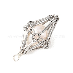 Perle de culture d'eau douce naturelle avec pendentifs en laiton&nbsp;PALLOY-JF05975-02