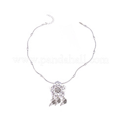 Vintage-Halsketten mit Blumenanhänger aus Legierung für Damen&nbsp;WGEB73F-01