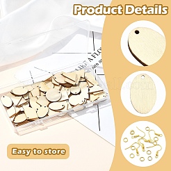 Наборы для самостоятельного изготовления подвесных сережек-подвесок из натурального дерева тополя в форме ромба/треугольника/овала&nbsp;DIY-YW0010-47