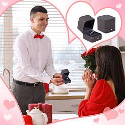Scatole porta-regalo per fedi nuziali in similpelle&nbsp;CON-WH0086-154A