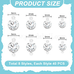 DIYフラットラウンド真鍮ラインストーンコネクタチャーム＆ペンダントジュエリー製作キット  プラチナ  3~8mm  40個/スタイル&nbsp;DIY-GA0001-69P