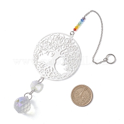 Подвесной ловец солнца из нержавеющей стали 201 в форме древа жизни и радужного хрустального стекла.&nbsp;HJEW-JM04680