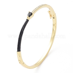 Эмалевый браслет-капля на шарнире с фианитами BJEW-G673-01G-01