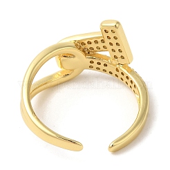 Открытая манжета с буквой t из латуни с микропаве и фианитом RJEW-U008-45G