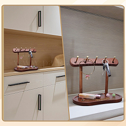 Tisch-Schmuckständer aus Holz mit ovalen Ablagen für Halsketten&nbsp;ODIS-WH0177-024