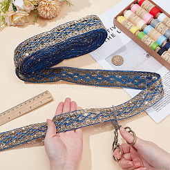 10ヤードのスパンコール刺繍リボン  レースのトリム  洋服アクセサリー  ブルー  1-5/8インチ（42mm）&nbsp;OCOR-OC0001-97A