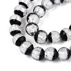 Светящиеся бусины ручной работы из серебряной фольги в технике лэмпворк FOIL-N029-03F