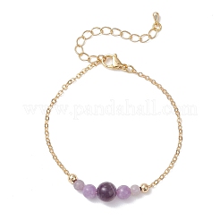 Браслеты из круглых бусин натурального аметиста&nbsp;BJEW-JB13172-01