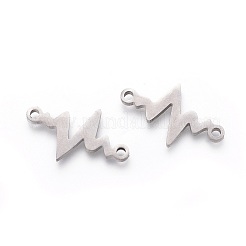 変色しない201ステンレススチールリンク  手動研磨  ハートビート  ステンレス鋼色  13x21x1.5mm  穴：1.5mm&nbsp;STAS-F231-154P