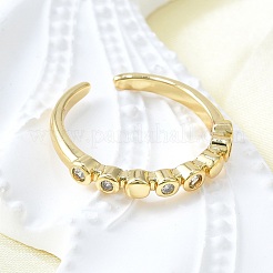 Открытые манжеты из латуни с микропаве и прозрачным цирконием для женщин RJEW-F179-05G