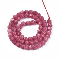 天然石ロードクロサイトビーズ連売り  スターカットラウンドビーズ  多面カット  染め  6~6.5x6mm  穴：1mm  約58個/連  15.9インチ&nbsp;G-S149-10-6mm