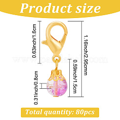 80 шт. круглые стеклянные бусины с эффектом потрескивания HJEW-PH0001-62