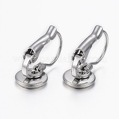 変色しにくい304ステンレススチールフレンチフックピアス金具  フラットラウンド  ステンレス鋼色  17x8mm  ピン：0.8mm  トレイ：6mm&nbsp;LS-STAS-H423-05P