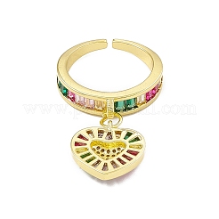 Красочное кольцо-манжета в форме сердца с кубическим цирконием RJEW-I091-10G