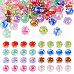 64 шт. 8-цветные прозрачные акриловые европейские бусины с УФ-покрытием&nbsp;OACR-TA0001-31